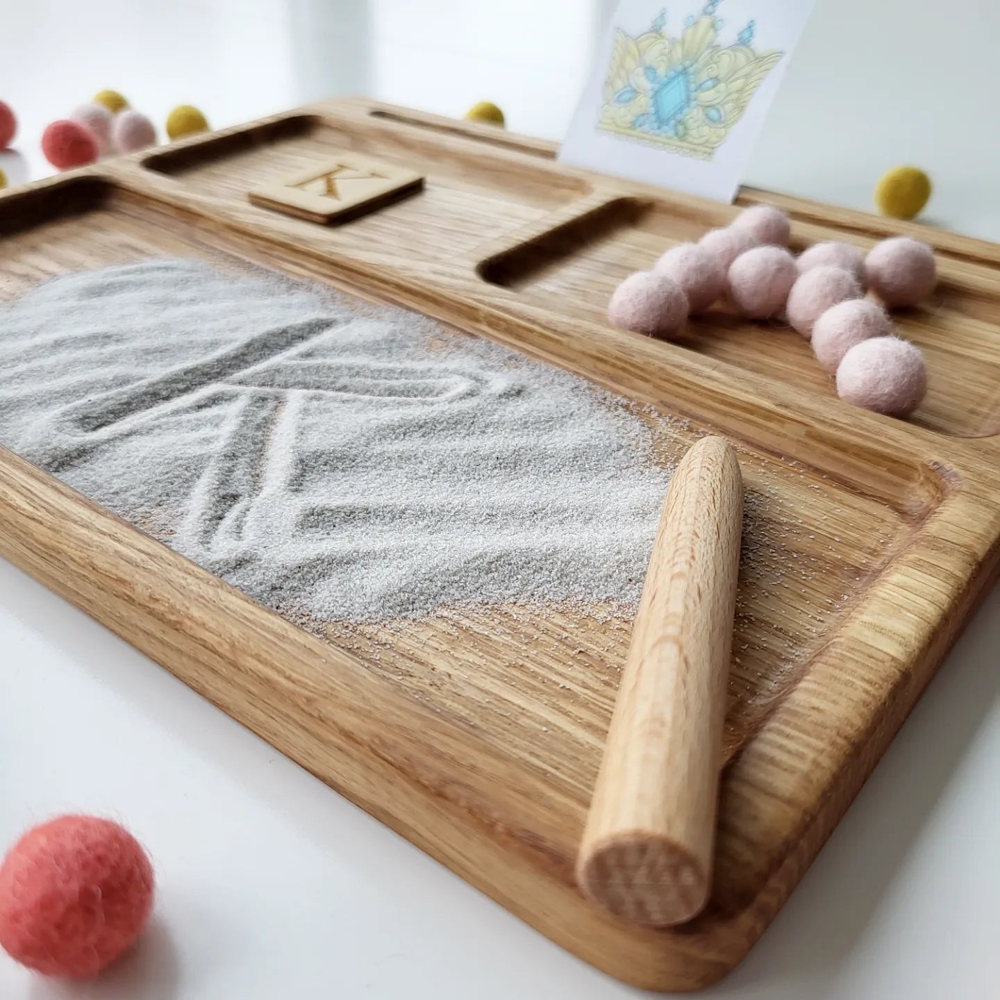 Read, write, create sand tray with letters cards