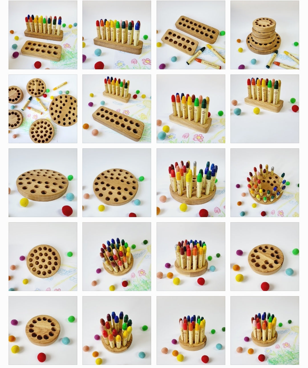 Waldorf Crayon round holder for Stockmar 8 Blocks and 8 Sticks ROUND, without crayons