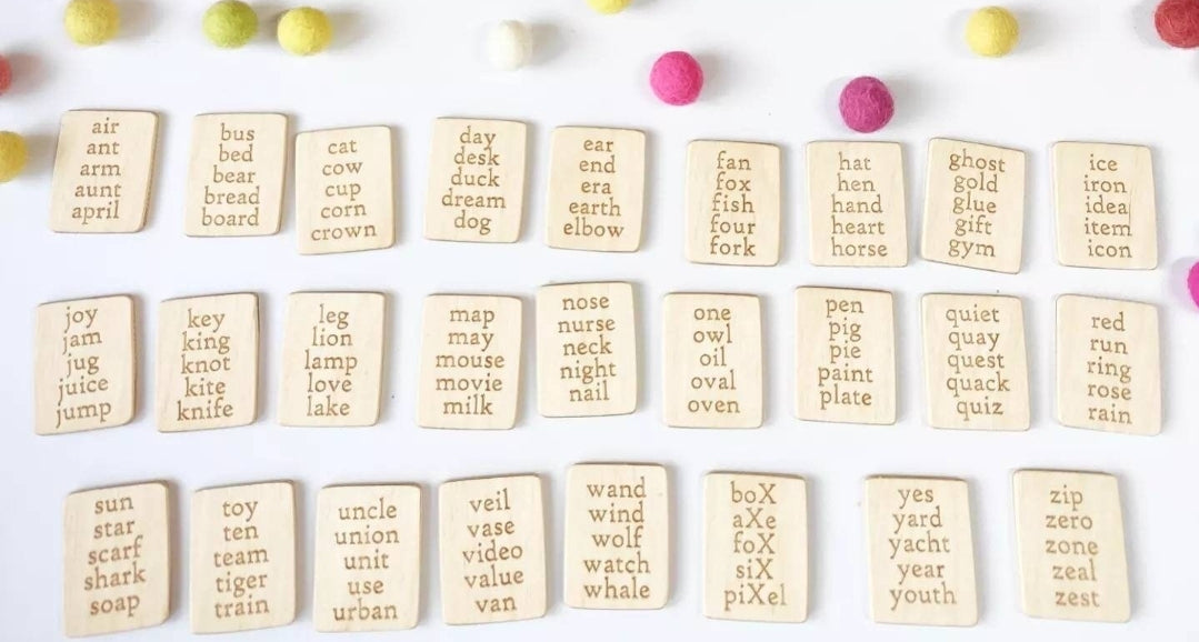 Read, write, create sand tray with letters cards