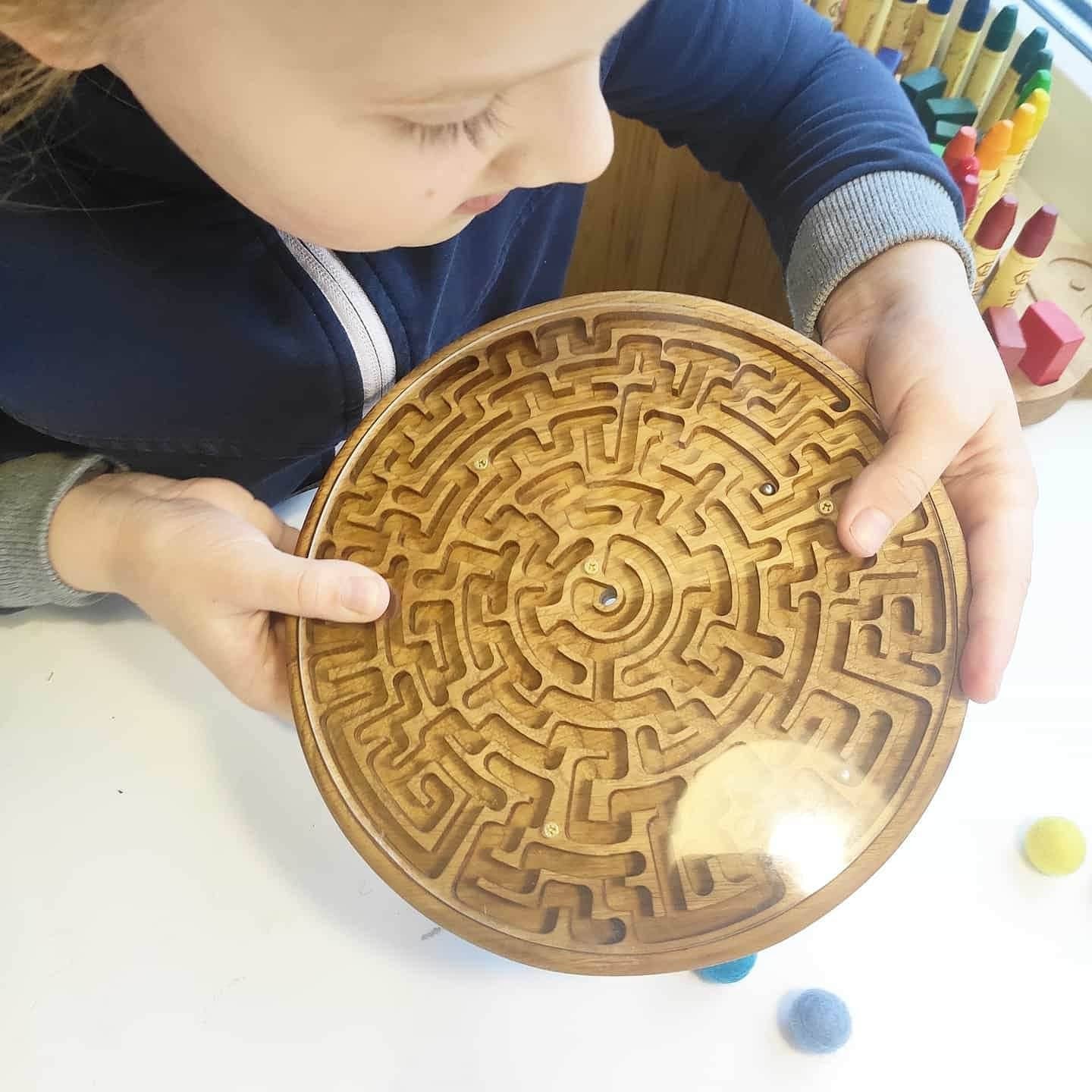 Double-sided wooden labyrinth game, maze