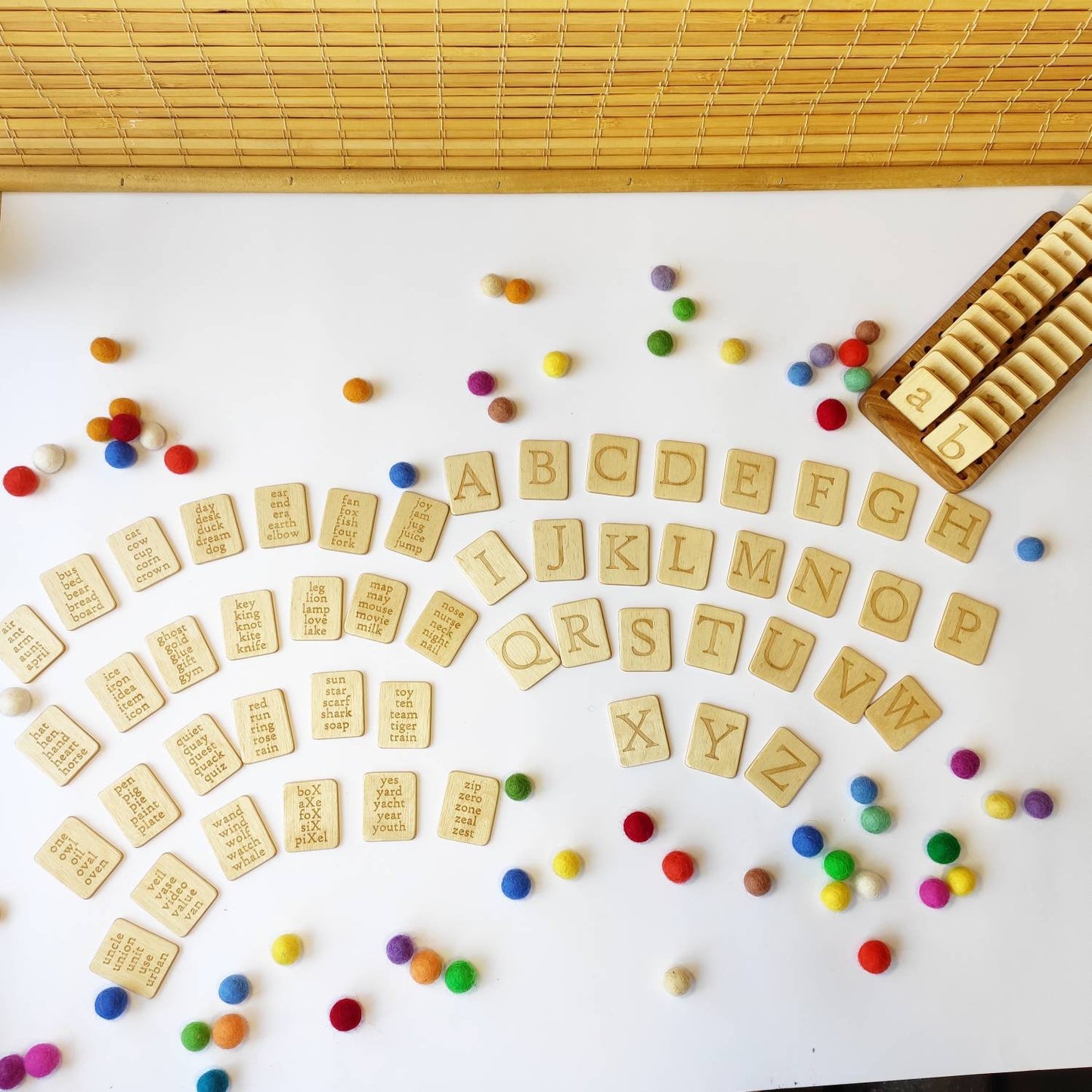 English Uppercase and Lowercase letters cards with holder
