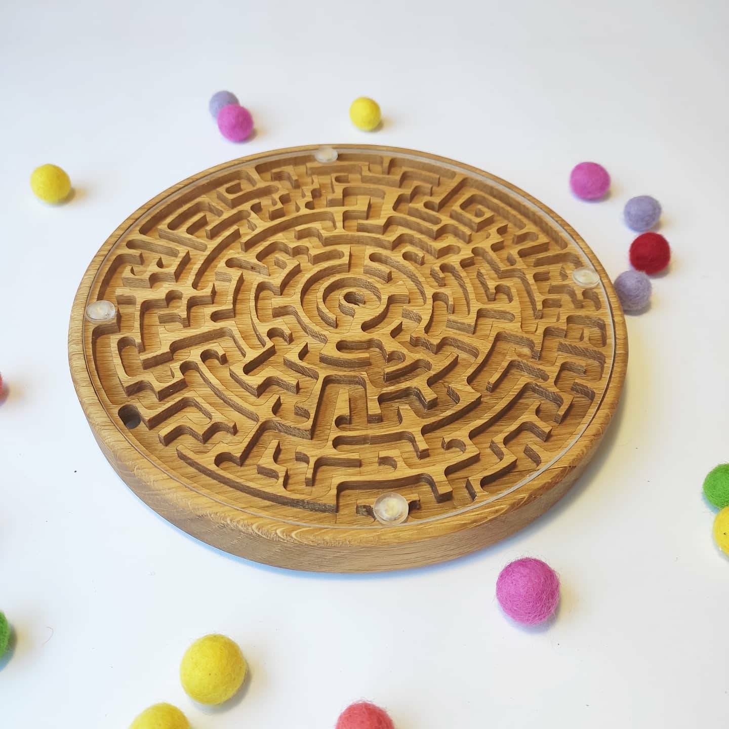 Double-sided wooden labyrinth game, maze
