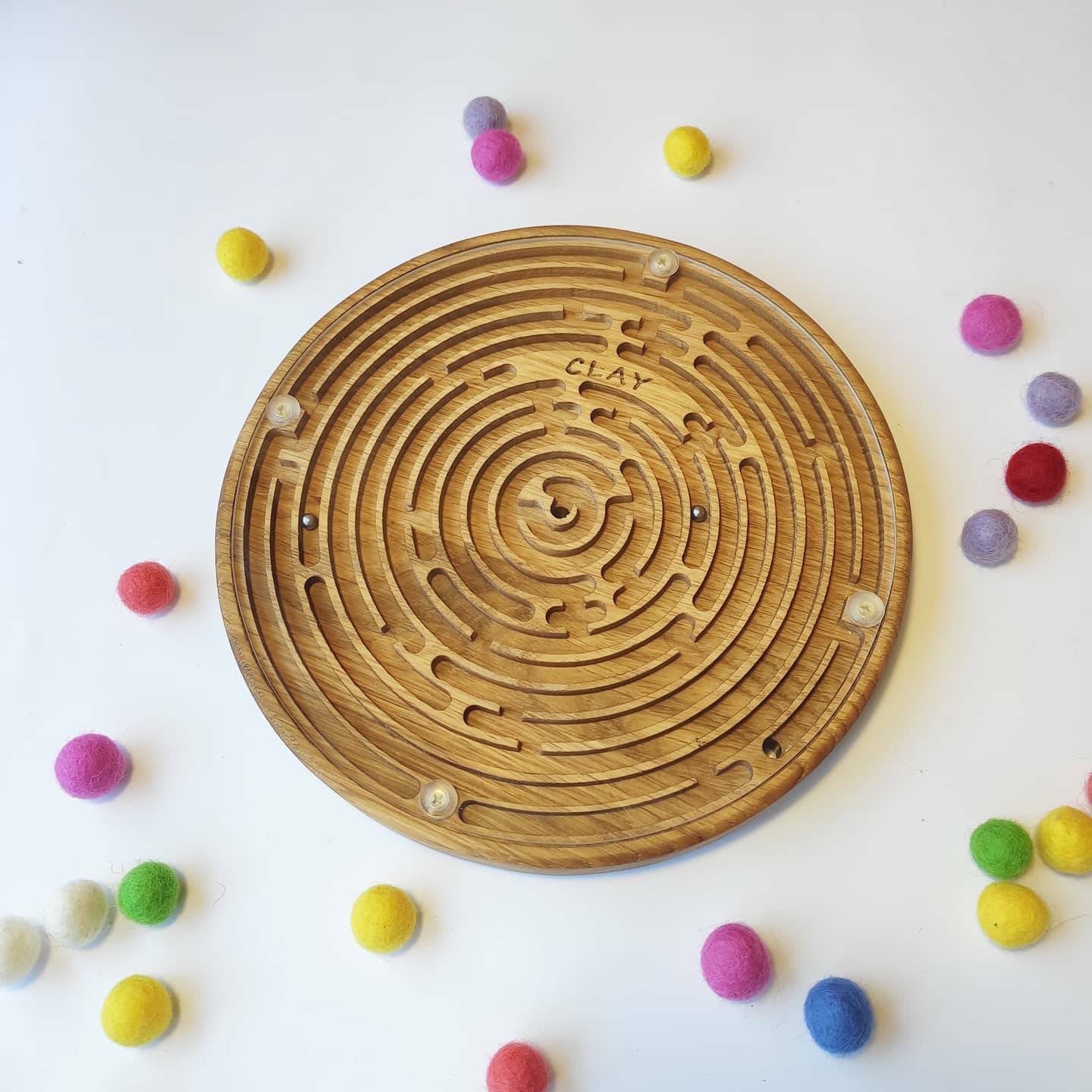 Double-sided wooden labyrinth game, maze