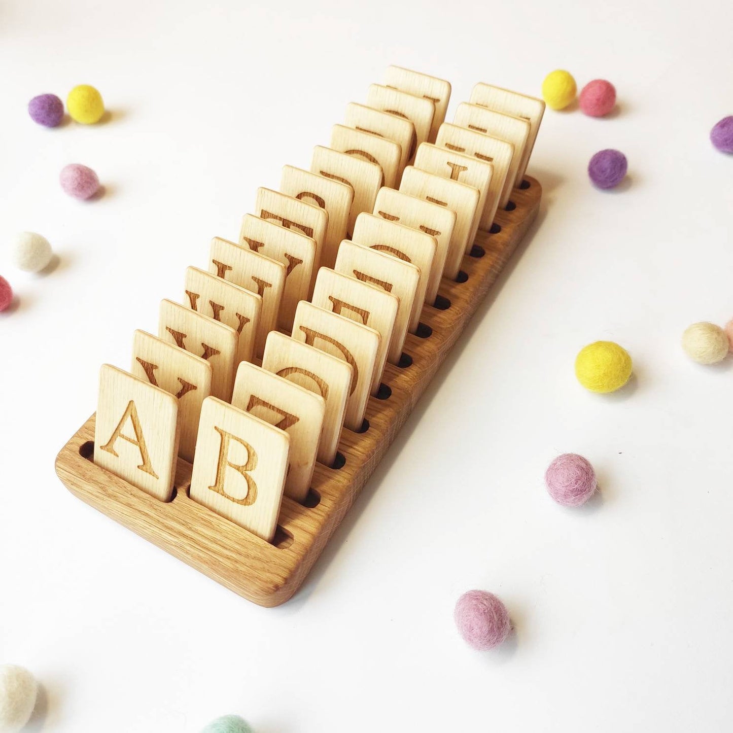 English Uppercase and Lowercase letters cards with holder