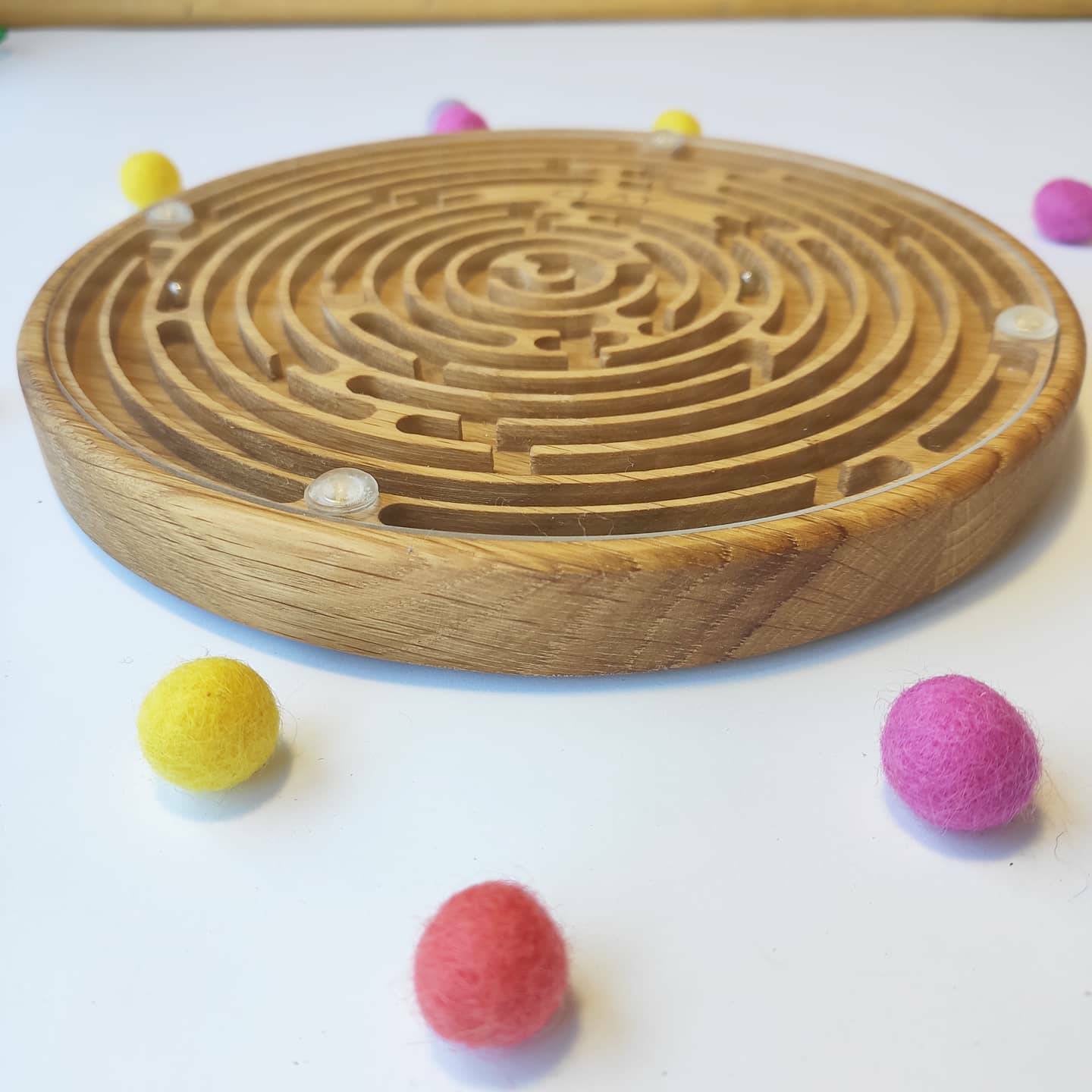Double-sided wooden labyrinth game, maze