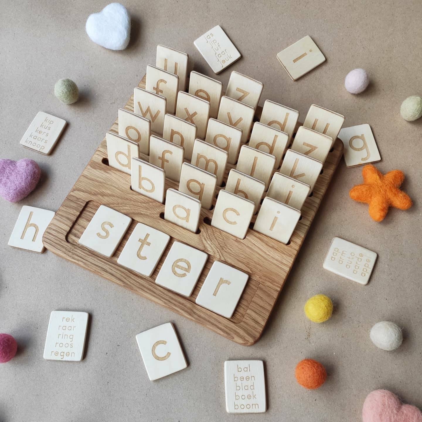 Dutch Alphabet reversible board with Lowercase Letters cards