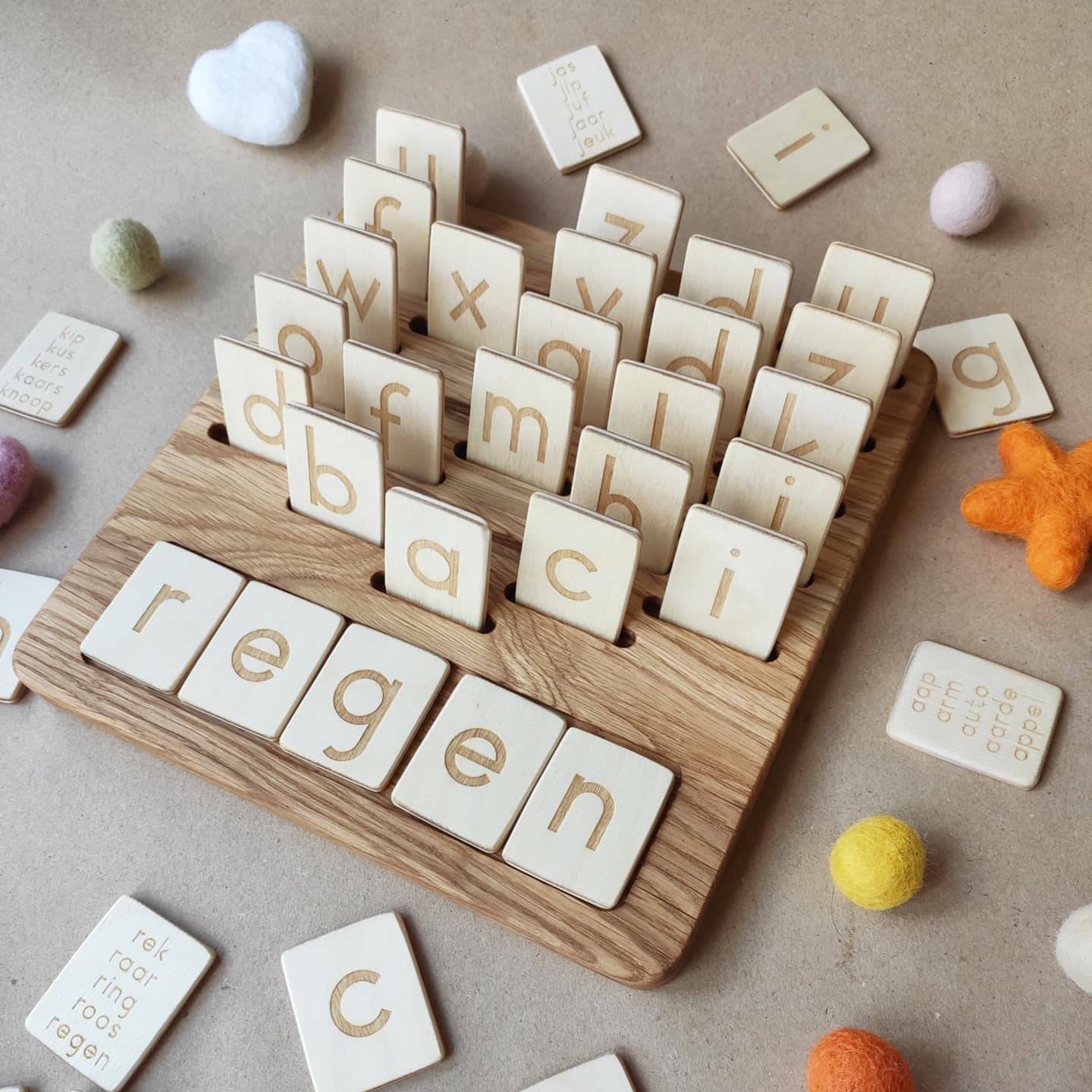 Dutch Alphabet reversible board with Lowercase Letters cards