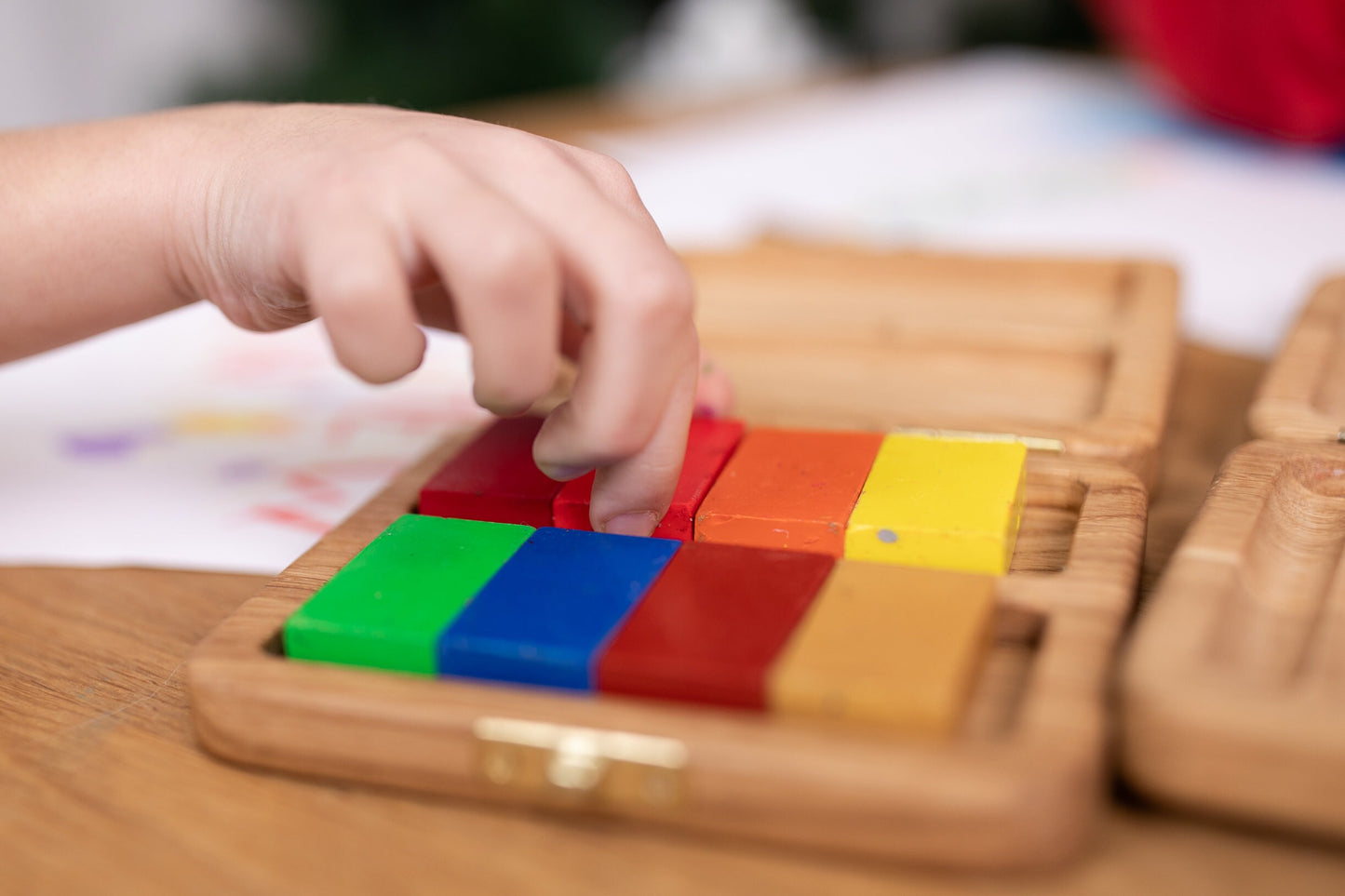 Stockmar crayon holder case for 8 sticks and for 8 blocks Waldorf school gift for kids wooden pencil case box without crayons