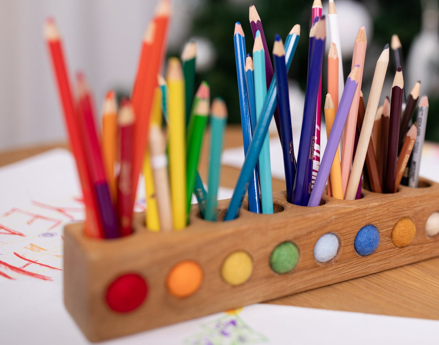 Pencil holder Montessori wood desk organizer desk decor office organizer kids artwork gift waldorf homeschool birthday gift