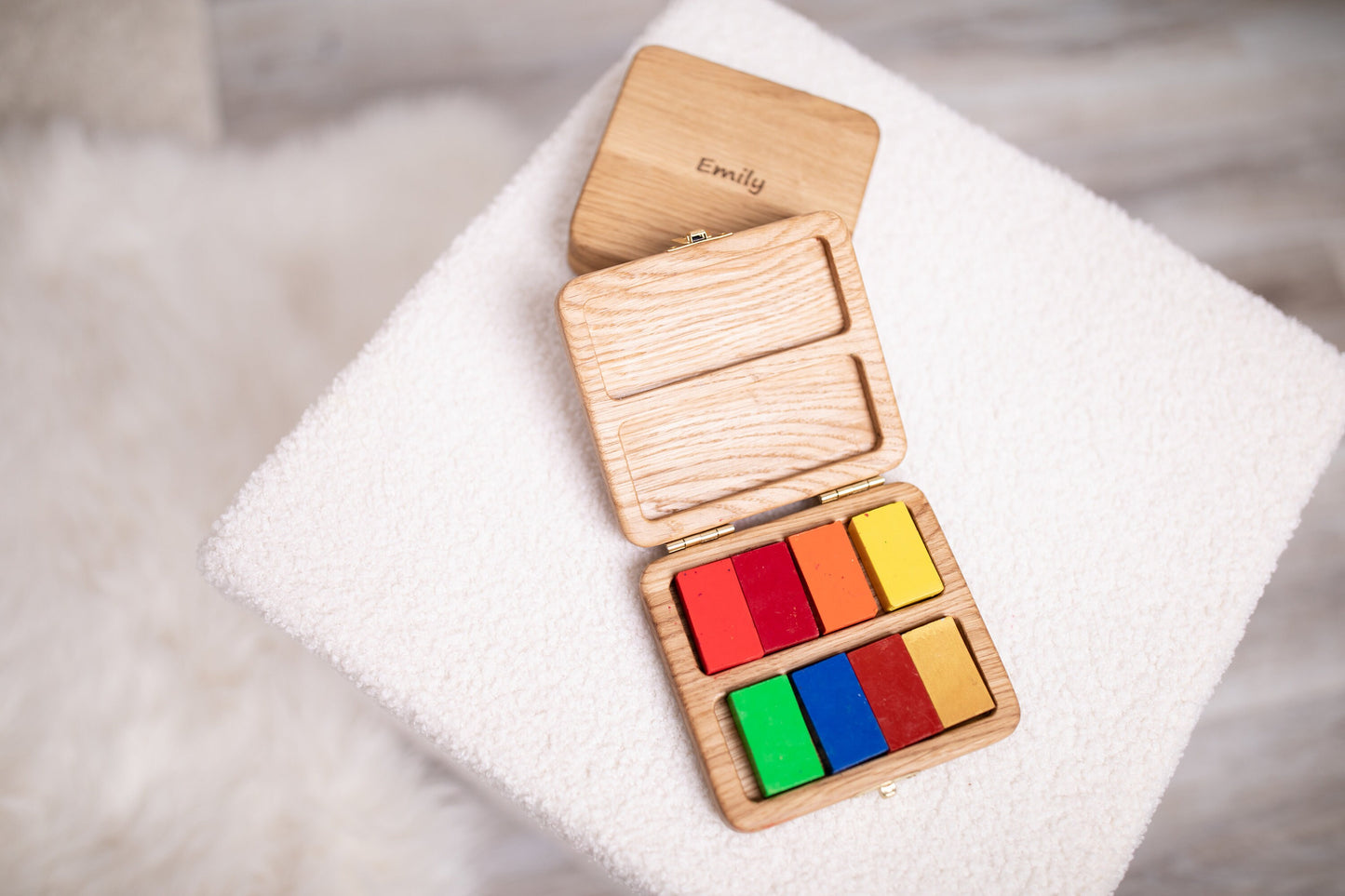 Stockmar crayon holder case for 8 sticks and for 8 blocks Waldorf school gift for kids wooden pencil case box without crayons