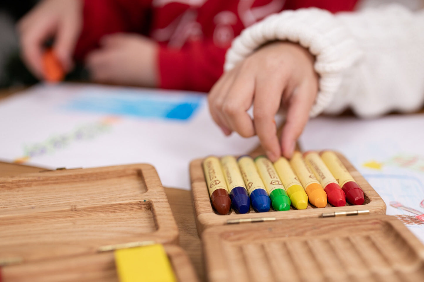 Stockmar crayon holder case for 8 sticks and for 8 blocks Waldorf school gift for kids wooden pencil case box without crayons