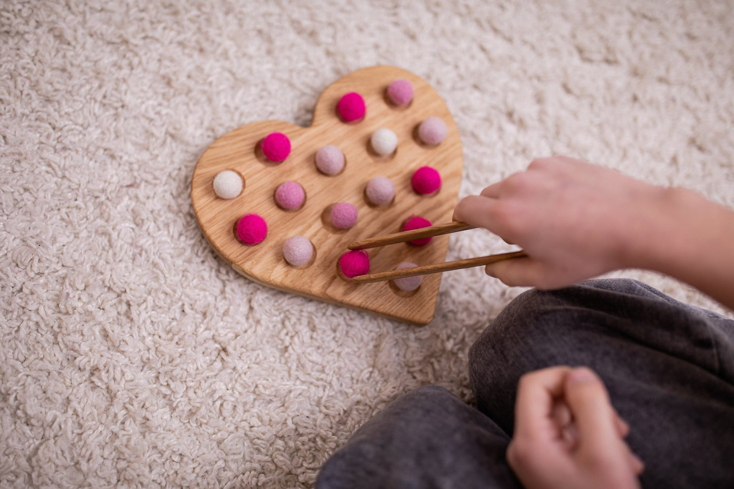 Valentines day kids gift Wooden heart homeschool preschool kids fine motor skills Montessori unique child gift for teacher