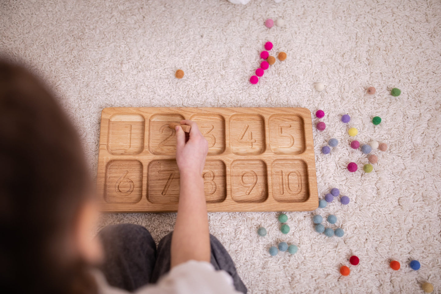 Montessori sorting tray with numbers toddler activities child gift for kids Montessori learning counting handmade unique math teacher gift