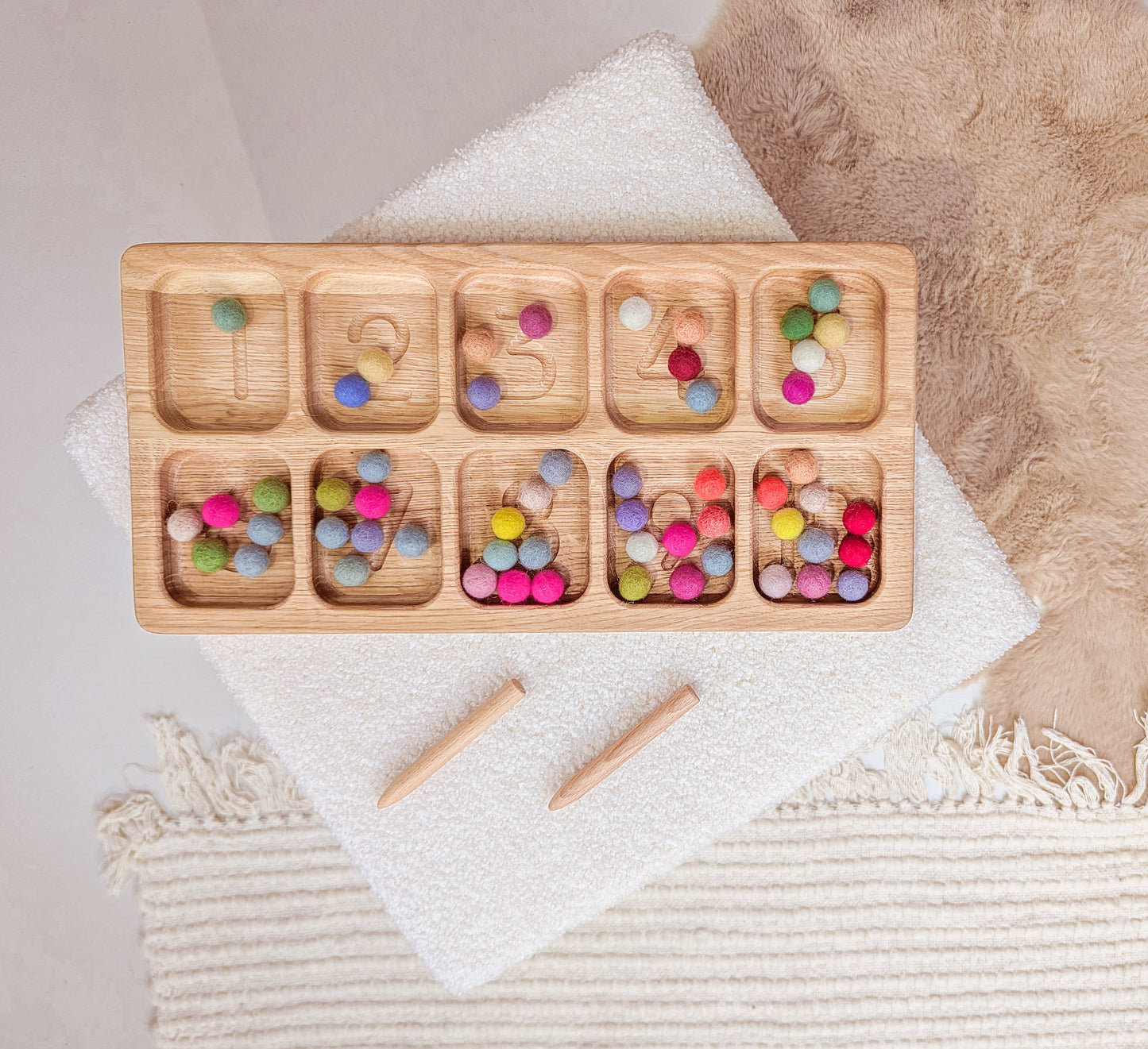 Montessori sorting tray with numbers toddler activities child gift for kids Montessori learning counting handmade unique math teacher gift