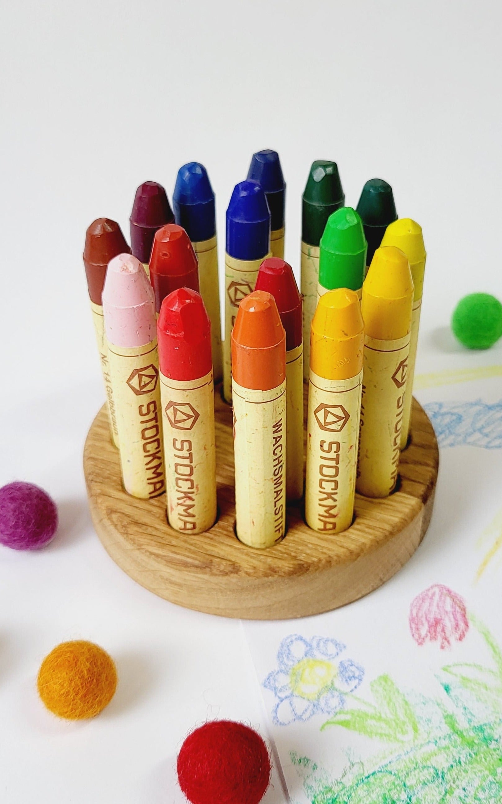 Stockmar crayon holder for 16 sticks, desk organization waldorf crayon holder without crayons, personalized gift for kids