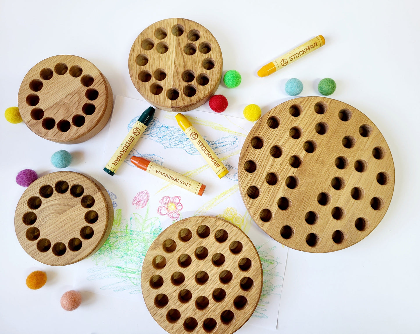 Stockmar crayon holder for 32 sticks round shape