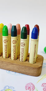 Load image into Gallery viewer, Rectangular crayon holder for 16 sticks, desk organization waldorf school, personalized gift forkids, child form wooden holder without crayons, educational for privat schools
