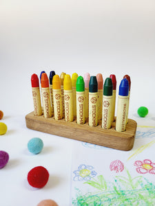 Rectangular crayon holder for 16 sticks, desk organization waldorf school, personalized gift forkids, child form wooden holder without crayons, educational for privat schools