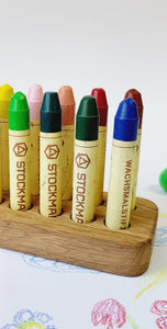 Rectangular crayon holder for 12 sticks, desk organization waldorf school, personalized gift for playgroup child form wooden holder without crayons