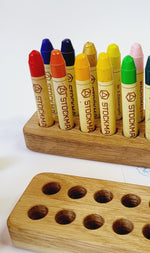 Load image into Gallery viewer, Rectangular crayon holder for 16 sticks, desk organization waldorf school, personalized gift forkids, child form wooden holder without crayons, educational for privat schools

