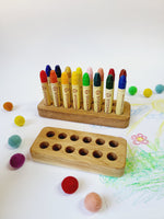 Load image into Gallery viewer, Rectangular crayon holder for 12 sticks, desk organization waldorf school, personalized gift for playgroup child form wooden holder without crayons
