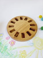 Load image into Gallery viewer, Round crayon holder for blocks Waldorf Stockmar painting, artworks, halloween gift for kids, desk organization, art supply, wooden holder without crayons, playroom gift, art and craft gift, art education
