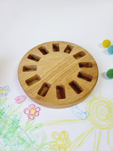 Round crayon holder for blocks Waldorf Stockmar painting, artworks, halloween gift for kids, desk organization, art supply, wooden holder without crayons, playroom gift, art and craft gift, art education