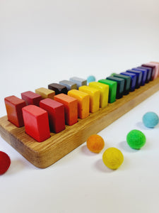Rectangular Waldorf Stockmar crayon holder for 32 blocks, artworks, halloween gift for kids, desk organization, art supply, wooden holder without crayons, playroom gift