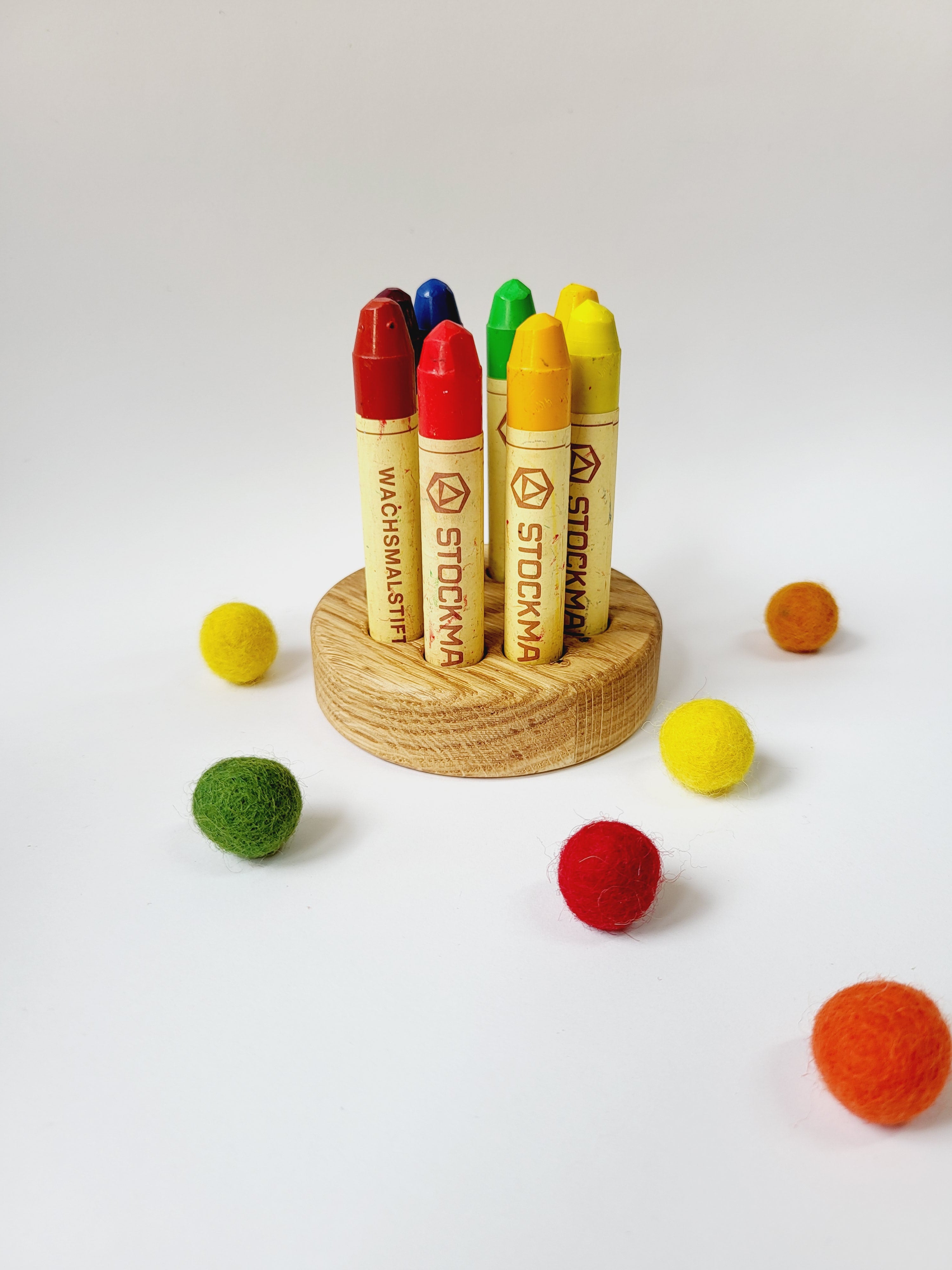 Stockmar crayon holder for 8 sticks, desk organization waldorf crayon holder,  personalized gift for kids wooden holder without crayons