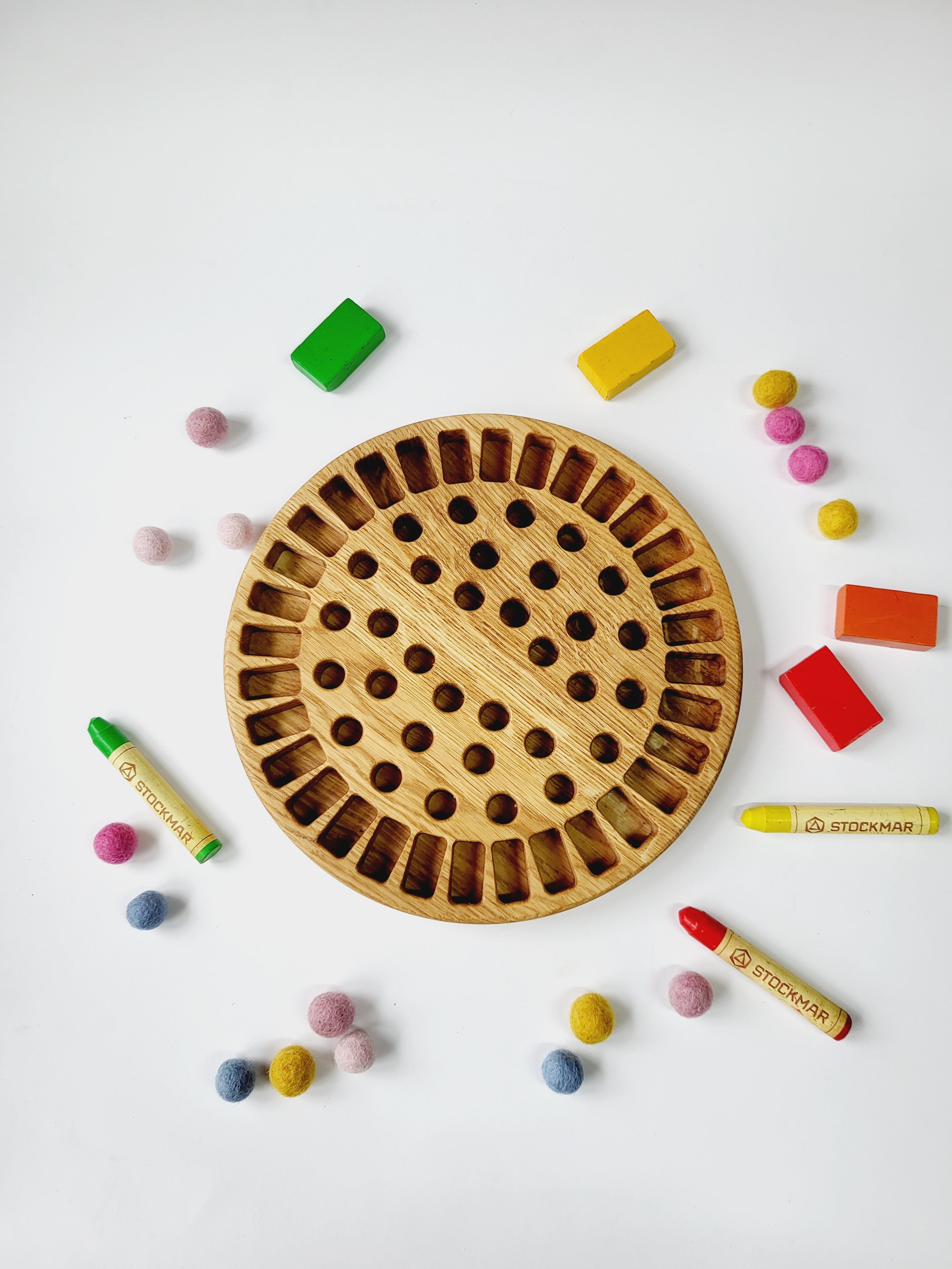 Waldorf Crayon holder for Stockmar 32 Blocks and 32 Sticks, ROUND, without crayons