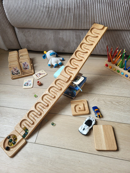 Wooden Marble Run Track Set