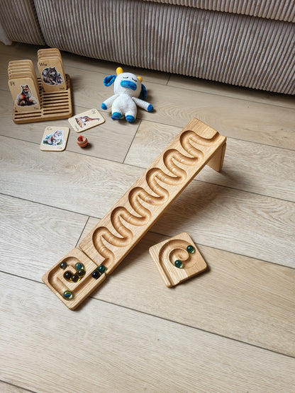 Wooden marble run track race