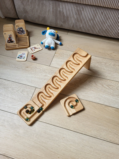 Wooden Marble Run Track Set