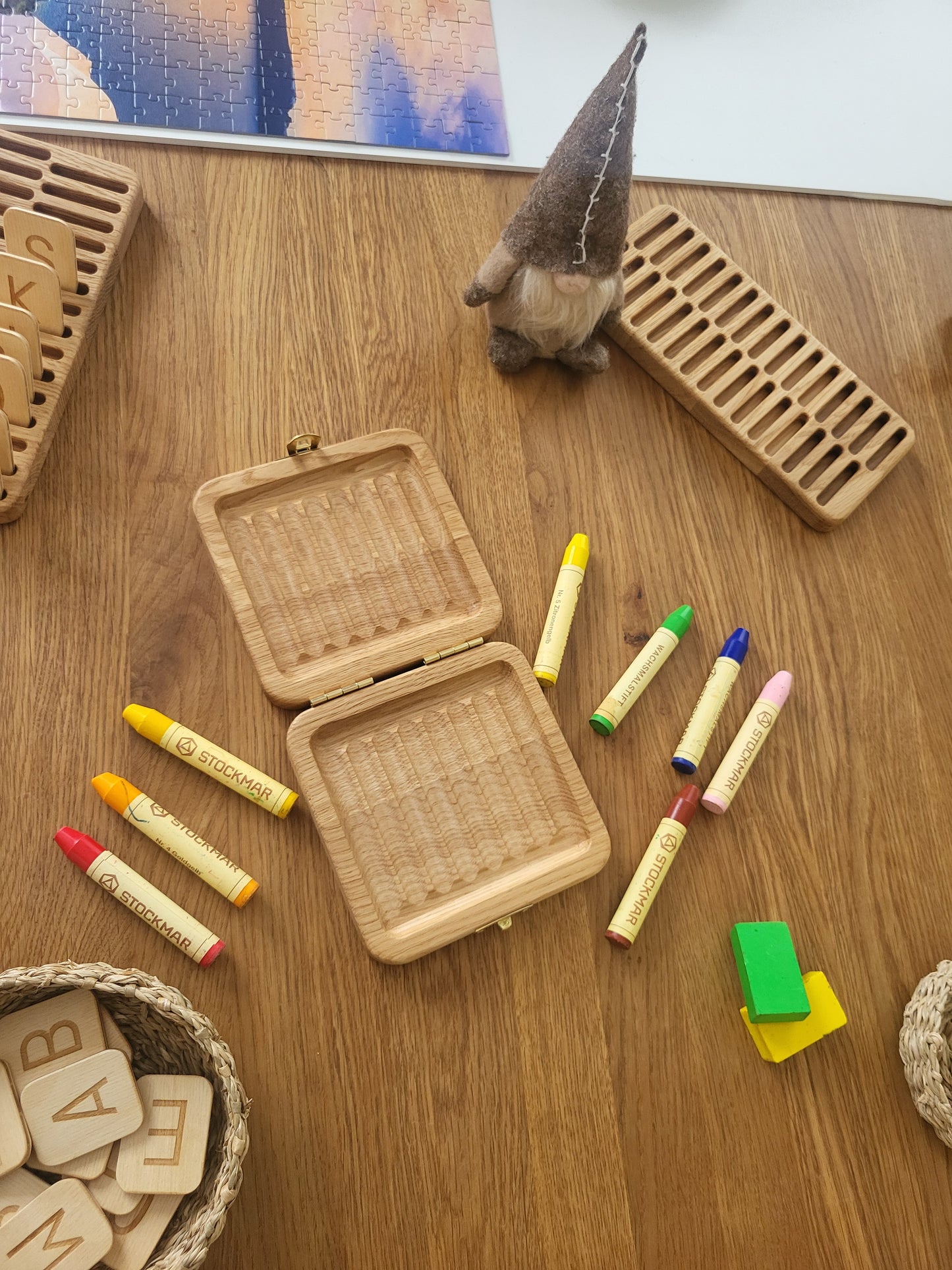 Stockmar crayon holder case for 8 sticks and for 8 blocks