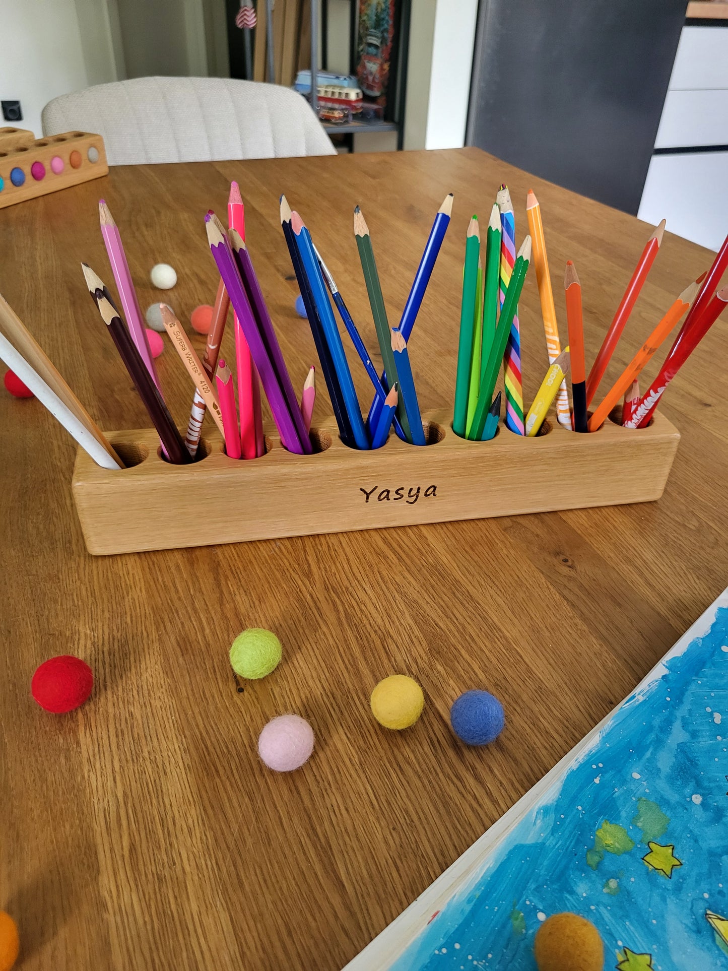 PORTE-CRAYONS en bois à 10 trous CRAYONS NON INCLUS