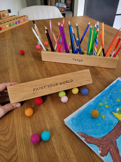 PORTE-CRAYONS en bois à 10 trous CRAYONS NON INCLUS