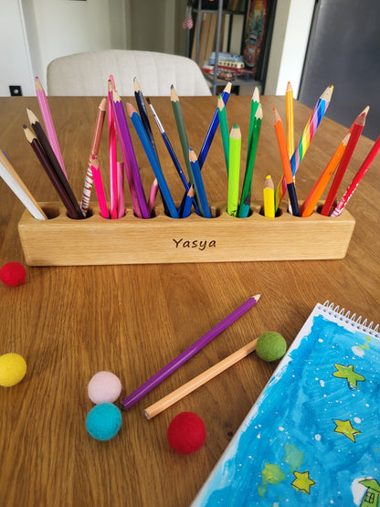 PORTE-CRAYONS en bois à 10 trous CRAYONS NON INCLUS