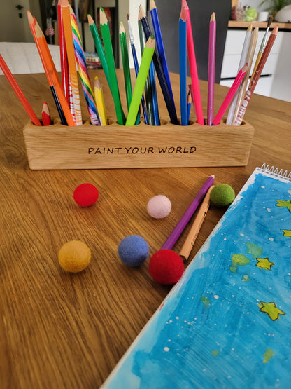 PORTE-CRAYONS en bois à 10 trous CRAYONS NON INCLUS