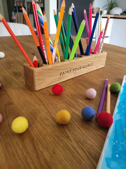Pot à crayons en bois pour enfants, organiseur de bureau Montessori de différentes tailles, cadeau de rangement personnalisé pour fournitures artistiques