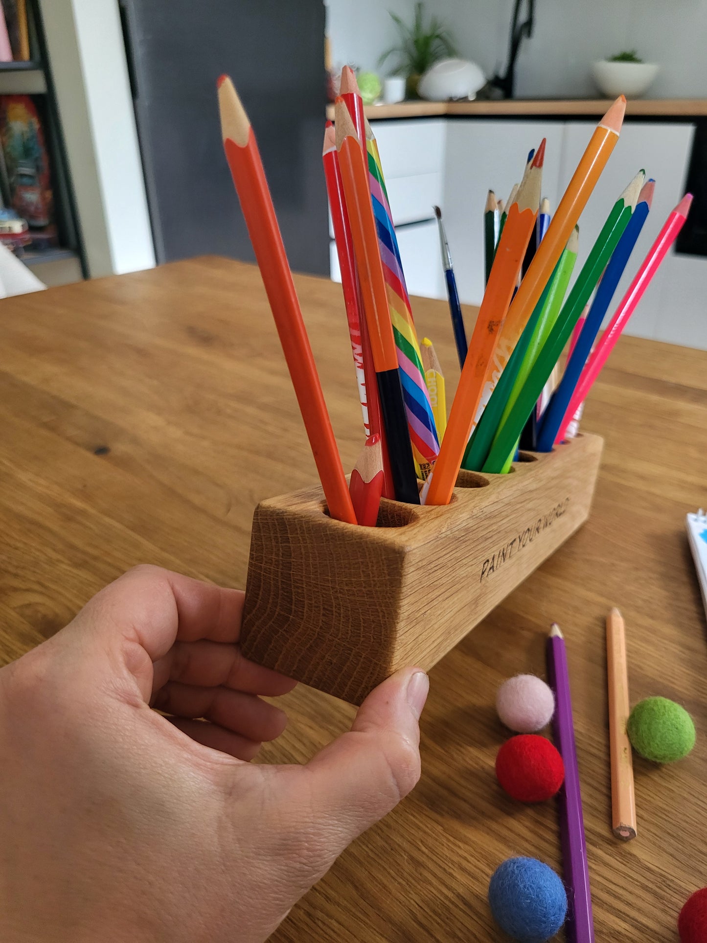 PORTE-CRAYONS en bois à 10 trous CRAYONS NON INCLUS