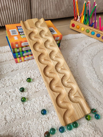 Wooden marble run track