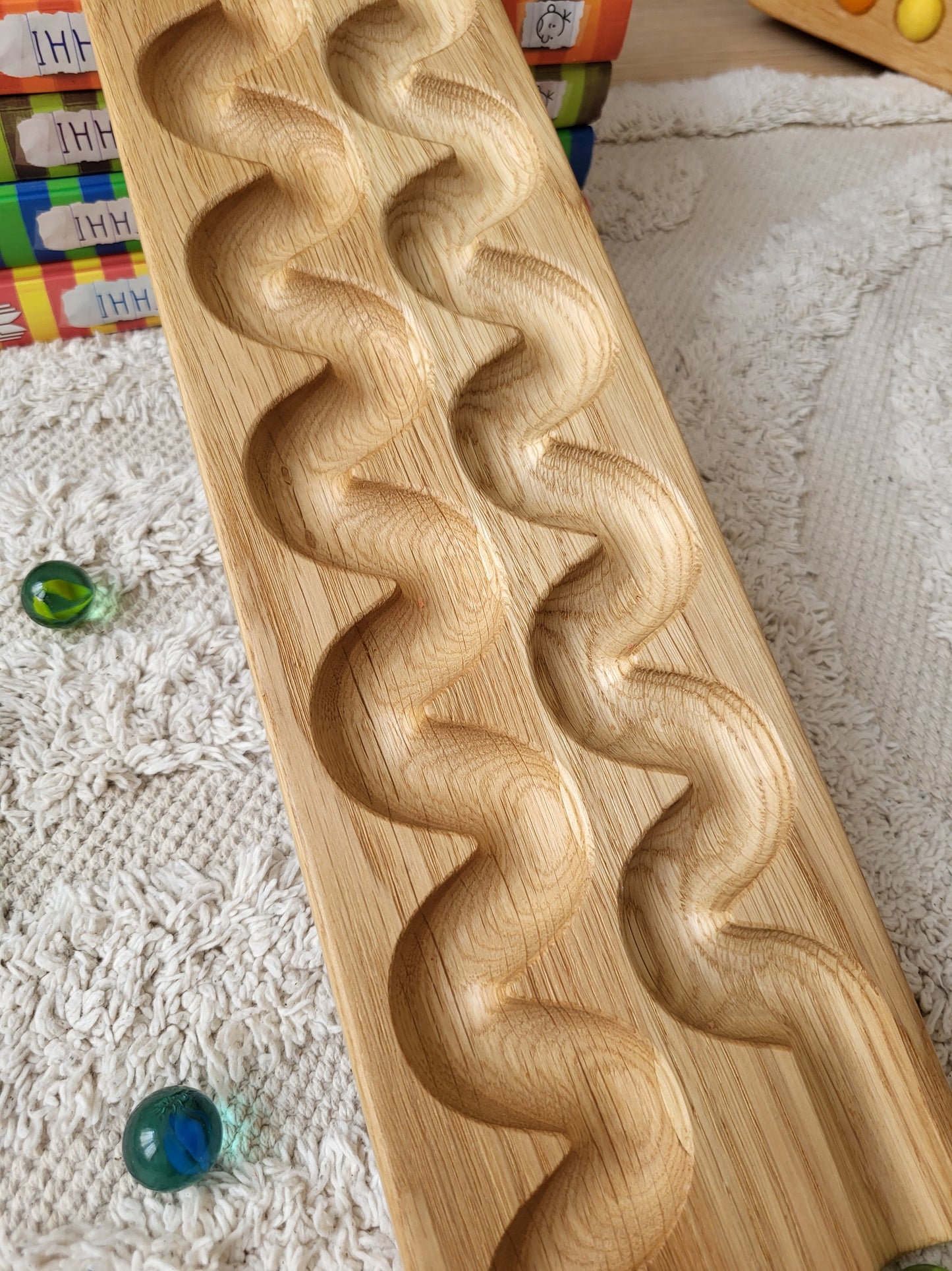 Wooden marble run track