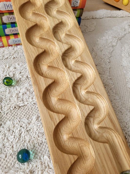 Wooden marble run track
