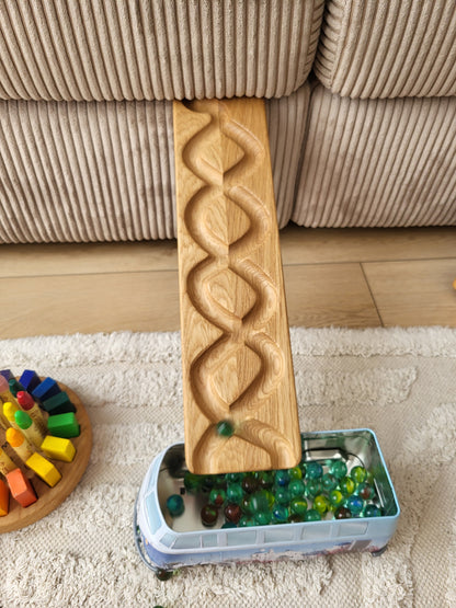 Wooden marble run track