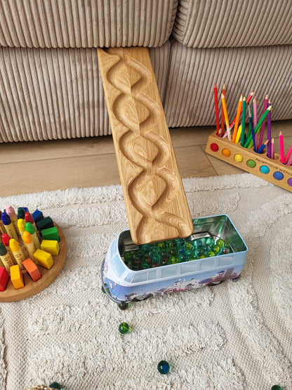 Wooden marble run track