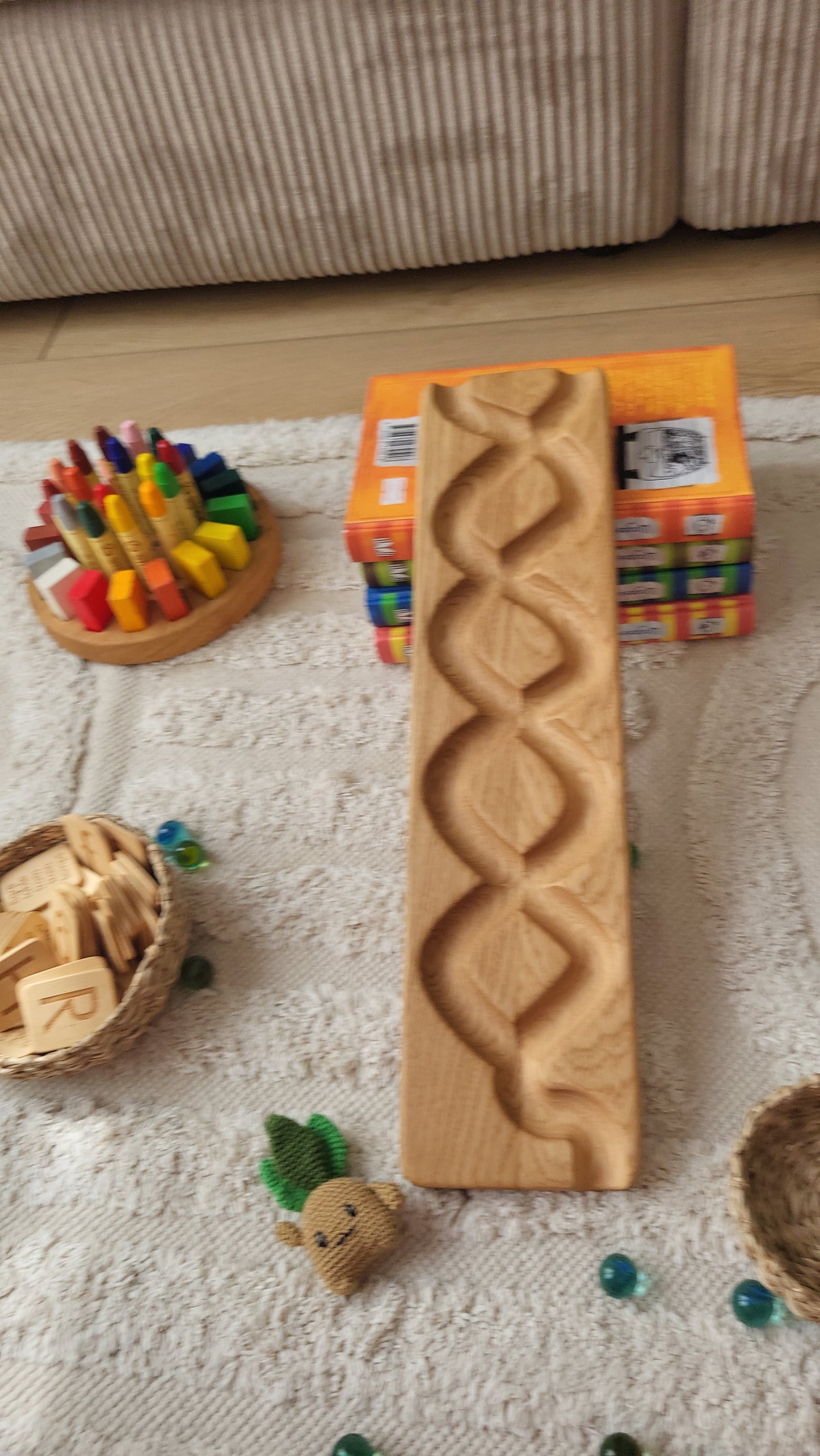 Wooden marble run track