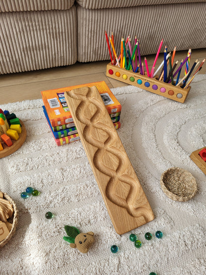 Wooden marble run track