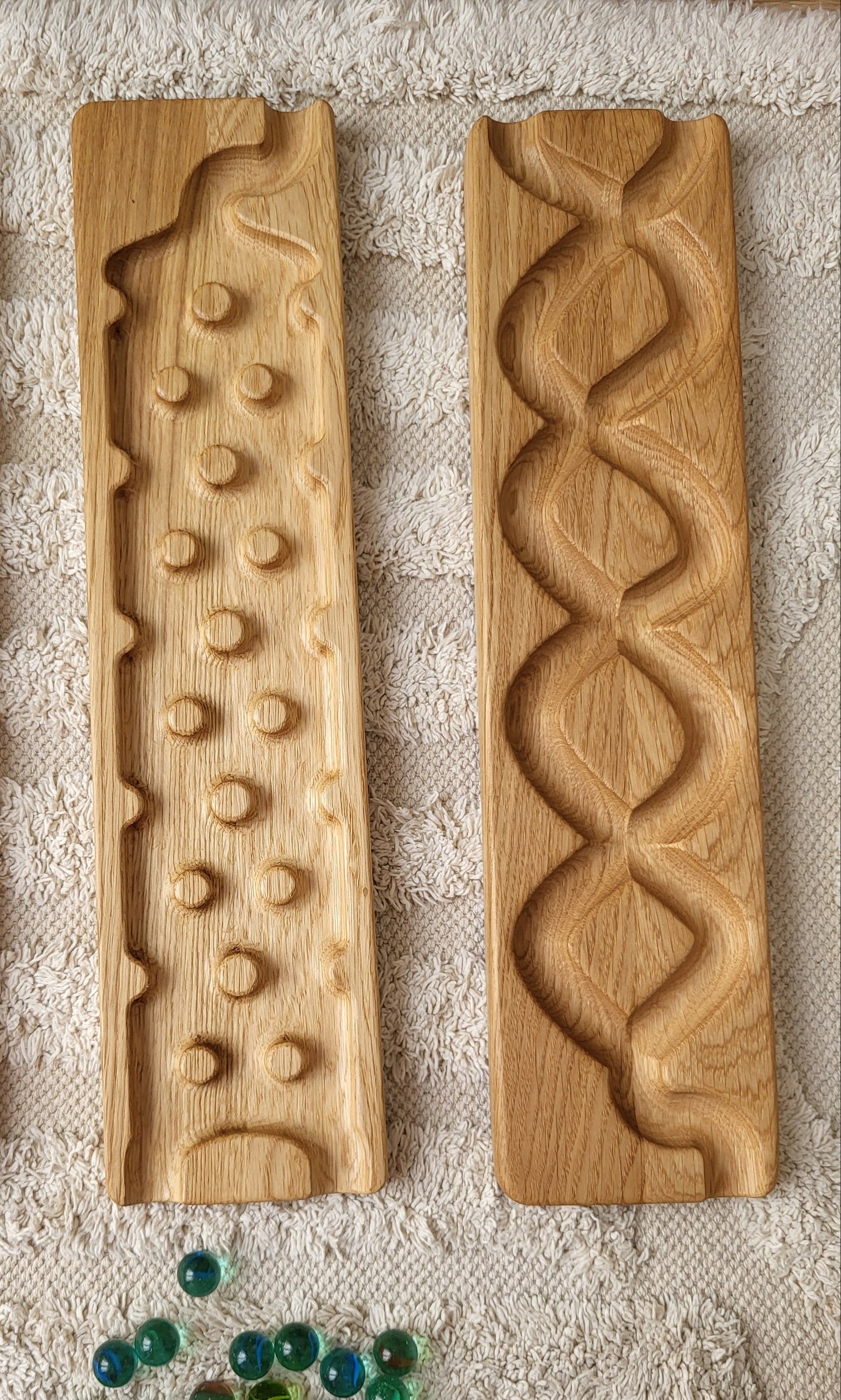 Wooden marble run track