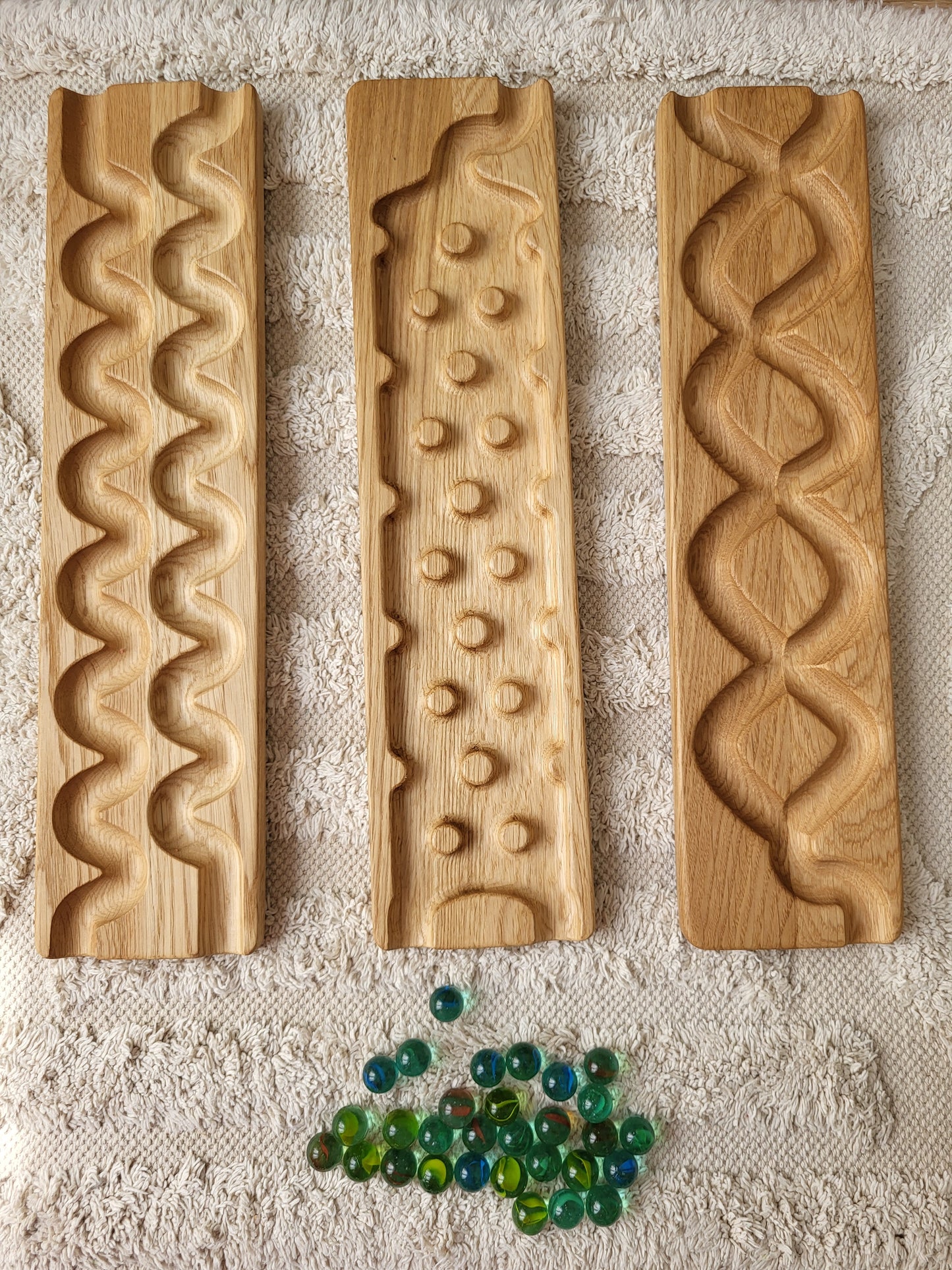 Wooden marble run track