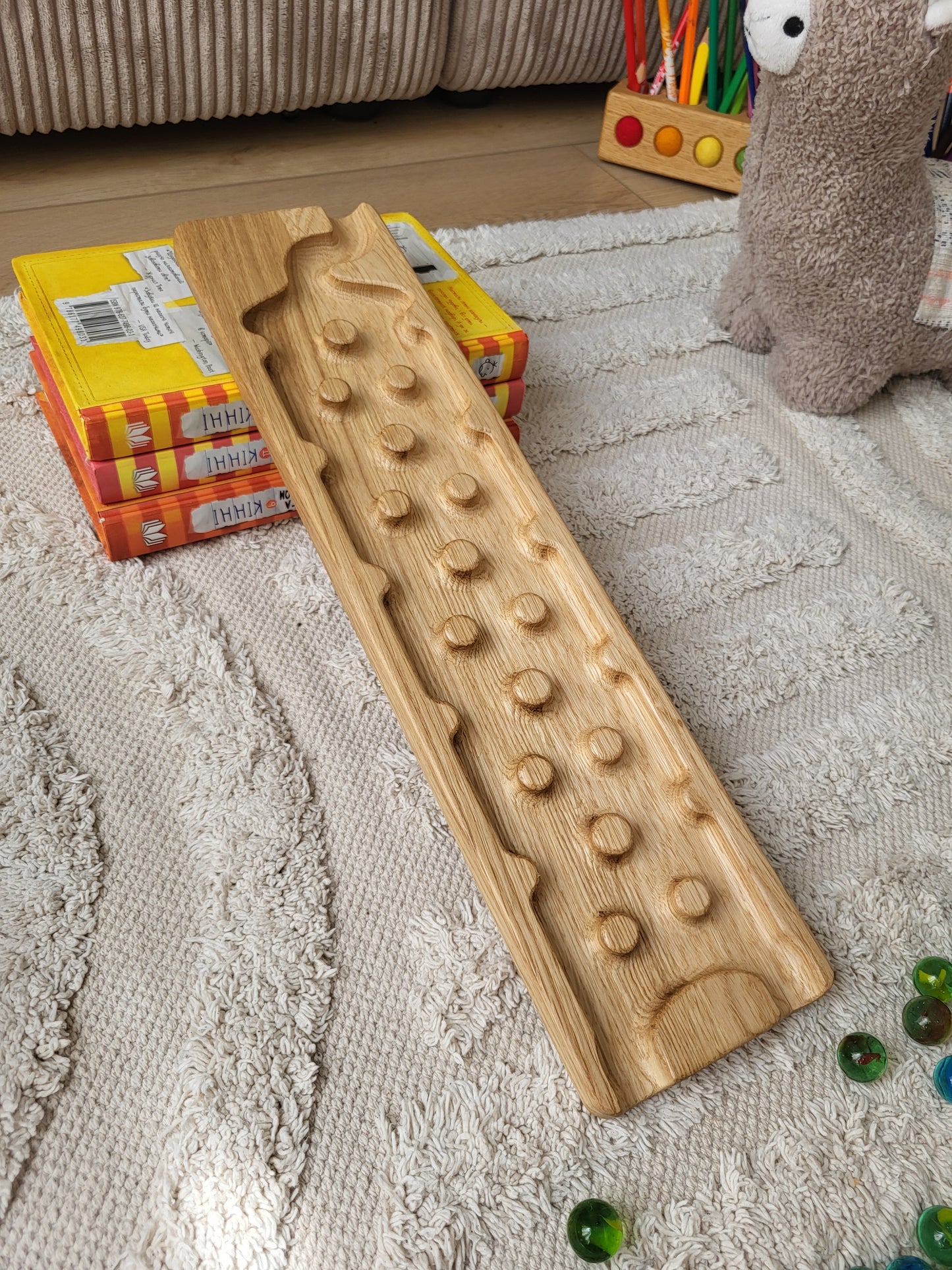 Wooden marble run track